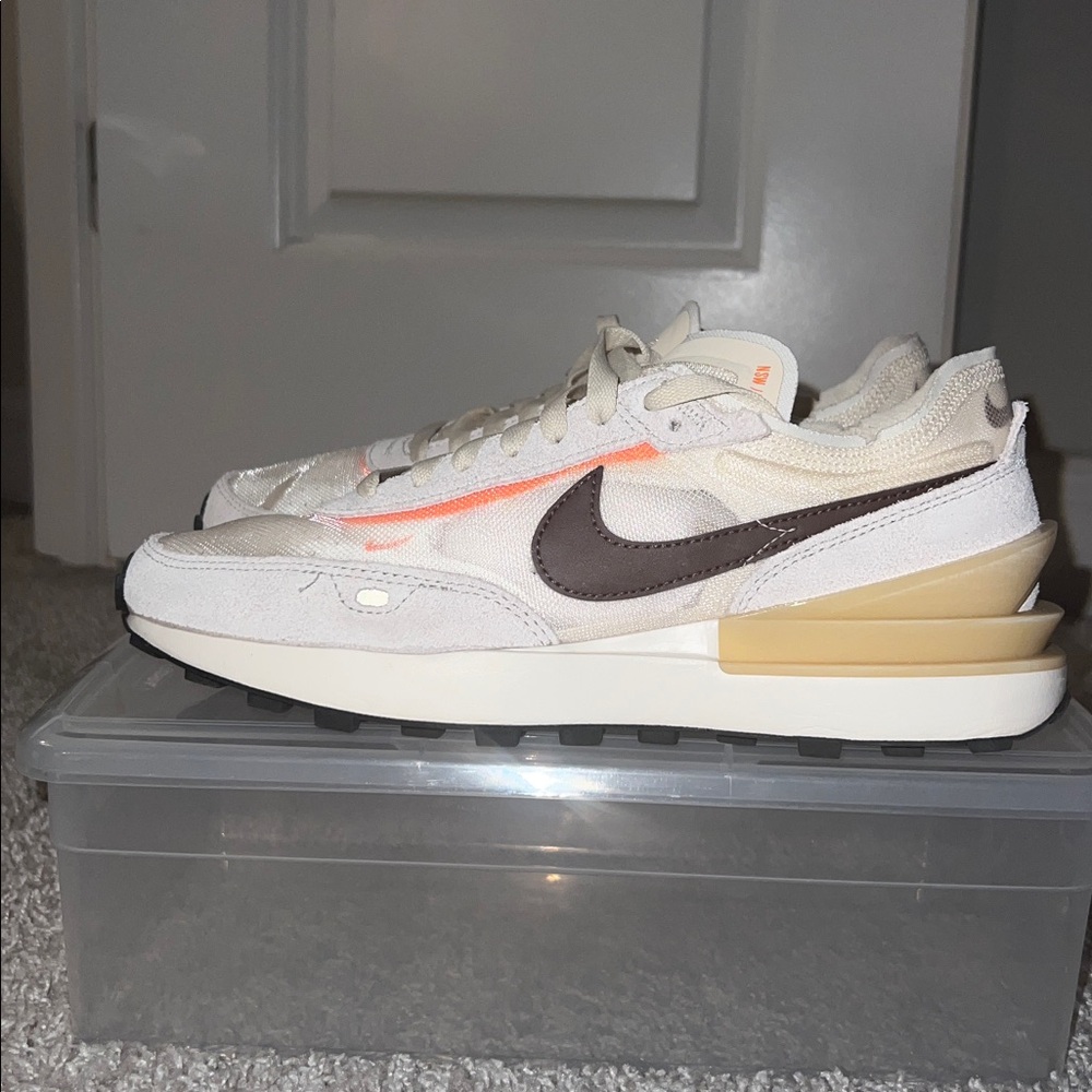Nike Cream and Orange Athletic Shoes